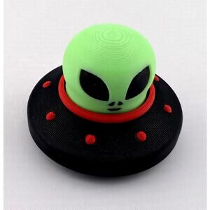 Glowing Alien UFO Fidget Clicker black/red, size 2 inch space‎ birthday sci-fi